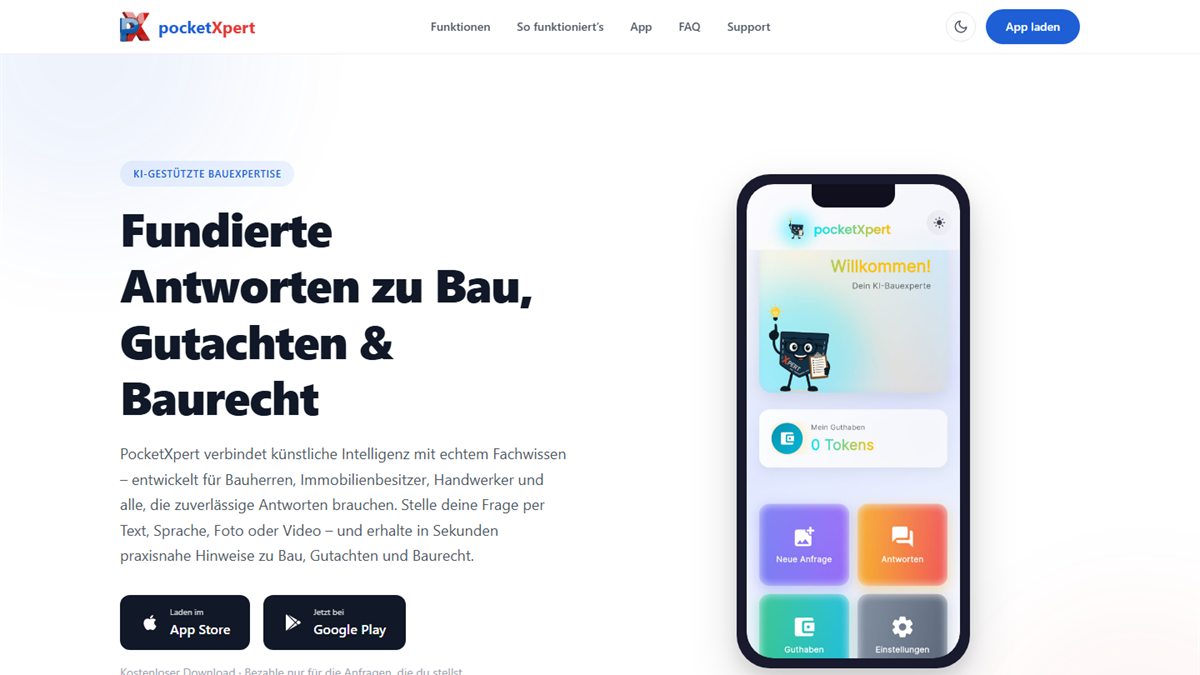 PocketXpert App Webseite