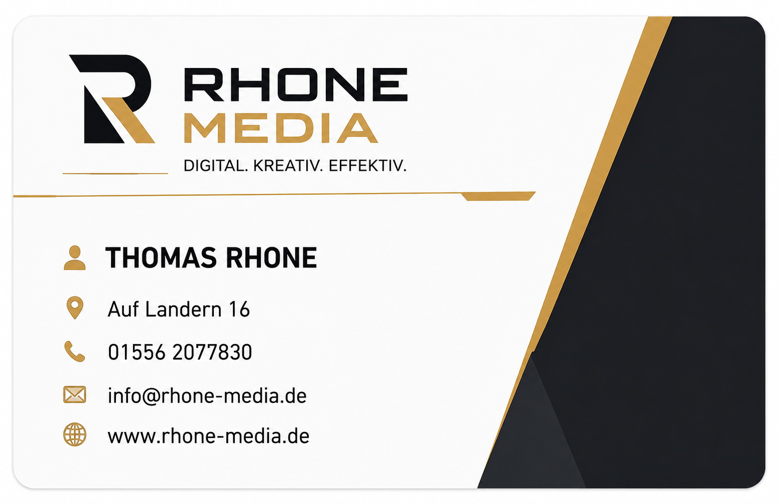 Visitenkarte von Thomas Rhone, Rhone Media